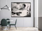 NNEDSZ Wall Art 50cmx70cm Brigitte Bardot In the bath poster, Black Frame Canvas