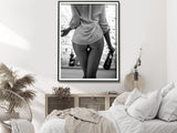 NNEDSZ Wall Art 30cmx40cm Woman Drinking Wine , Black and White, Black Frame Canvas
