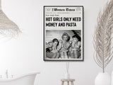 NNEDSZ Wall Art 40cmx60cm Vintage Fashion Woman Eating Pasta, Black Frame Canvas