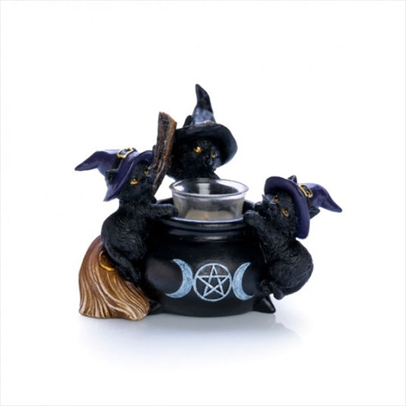 NNEDSZ Black Cat Cauldron Tealight Holder