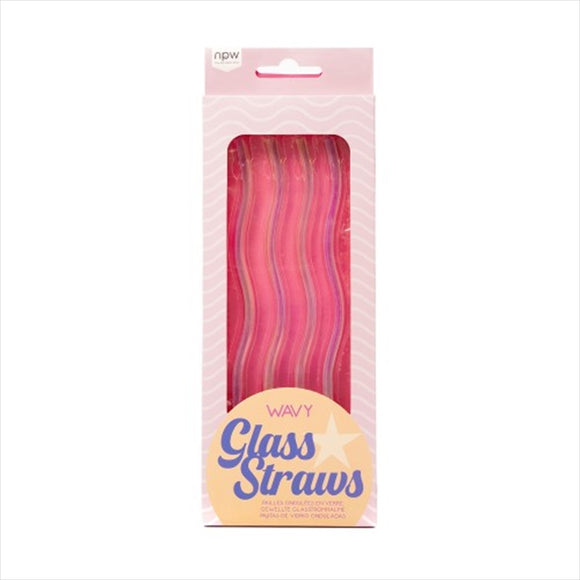 NNEDSZ Good Vibes Wavy Glass Straws