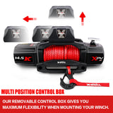 NNEDSZ 12V Electric Winch 14500LBS synthetic rope with 2 Pairs Recovery Tracks Gen2.0 Black