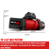 NNEDSZ 12V Electric Winch 14500LBS synthetic rope with 2 Pairs Recovery Tracks Gen2.0 Black