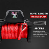 NNEDSZ 12V Electric Winch 14500LBS synthetic rope with 2 Pairs Recovery Tracks Gen2.0 Black