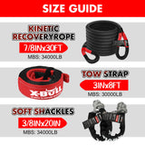 NNEDSZ 4WD Recovery Kit Kinetic Recovery Rope With 14500LBS Electric Winch 12V Winch 4WD 4X4 Offroad