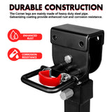 NNEDSZ 4x 440mm Drop Down Corner Legs W/Handle Steel Base Caravan Stabilizer Black