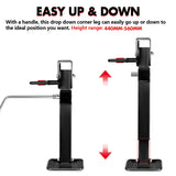 NNEDSZ 4x 440mm Drop Down Corner Legs W/Handle Steel Base Caravan Stabilizer Black
