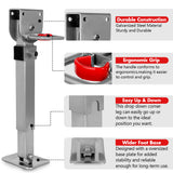NNEDSZ 4x 440mm Drop Down Corner Legs Steadies Handle Steel Foot Caravan Trailer Silver