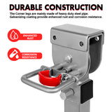NNEDSZ 4x 440mm Drop Down Corner Legs Steadies Handle Steel Foot Caravan Trailer Silver