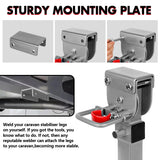 NNEDSZ 4x 440mm Drop Down Corner Legs Steadies Handle Steel Foot Caravan Trailer Silver