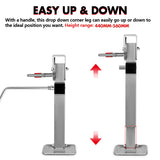 NNEDSZ 4x 440mm Drop Down Corner Legs Steadies Handle Steel Foot Caravan Trailer Silver