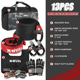 NNEDSZ Recovery Rope kit Snatch Strap Soft Shackles Hitch receiver Kinetic Tire Deflator