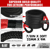 NNEDSZ Recovery Rope kit Snatch Strap Soft Shackles Hitch receiver Kinetic Tire Deflator