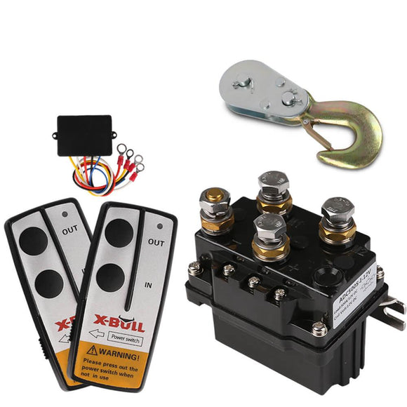 NNEDSZ Winch Solenoid Relay 12V 500A Winch Controller Twin Wireless Remote 4T Block Pulley