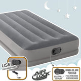 NNEDSZ Twin Dura-Beam Prestige Air Bed Built-In USB Electric Pump for Easy Inflation and Deflation