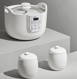 NNEDSZ Joyoung White Porclain Slow Cooker 1.8L with 3 Ceramic Inner Containers
