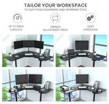 NNEDSZ FORTIA 98W x 98W x 48D Dual-Motor 80kg Load Adjustable Electric Sit to Stand Up Corner Desk - Black/Black Frame