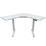 NNEDSZ FORTIA 98W x 98W x 48D Dual-Motor 80kg Load Adjustable Electric Sit to Stand Up Corner Desk - White/White Frame