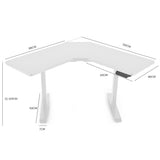 NNEDSZ FORTIA 98W x 98W x 48D Dual-Motor 80kg Load Adjustable Electric Sit to Stand Up Corner Desk - White/White Frame