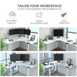 NNEDSZ FORTIA 98W x 98W x 48D Dual-Motor 80kg Load Adjustable Electric Sit to Stand Up Corner Desk - White/White Frame