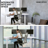 NNEDSZ FORTIA 145W x 60D x 85D Dual-Motor 80kg Load Adjustable Sit-Stand Up L-Hand Sided Corner Desk - White/White Frame