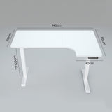 NNEDSZ FORTIA 145W x 60D x 85D Dual-Motor 80kg Load Adjustable Sit-Stand Up R-Hand Sided Corner Desk - White/White Frame
