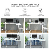 NNEDSZ FORTIA 145W x 60D x 85D Dual-Motor 80kg Load Adjustable Sit-Stand Up R-Hand Sided Corner Desk - White/White Frame