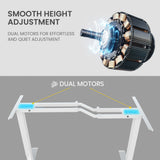 NNEDSZ FORTIA 145W x 60D x 85D Dual-Motor 80kg Load Adjustable Sit-Stand Up R-Hand Sided Corner Desk - White/White Frame