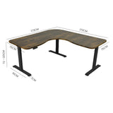 NNEDSZ FORTIA 173W x 173W x 75D 3-Motor 120kg Load Adjustable Electric Sit to Stand Up Corner Desk - Walnut/Black Frame