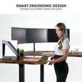 NNEDSZ FORTIA 173W x 173W x 75D 3-Motor 120kg Load Adjustable Electric Sit to Stand Up Corner Desk - Walnut/Black Frame