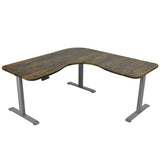 NNEDSZ FORTIA 173W x 173W x 75D 3-Motor 120kg Load Adjustable Electric Sit to Stand Up Corner Desk - Walnut/Silver Frame