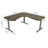 NNEDSZ FORTIA 173W x 173W x 75D 3-Motor 120kg Load Adjustable Electric Sit to Stand Up Corner Desk - Walnut/Silver Frame