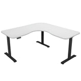 NNEDSZ FORTIA 173W x 173W x 75D 3-Motor 120kg Load Adjustable Electric Sit to Stand Up Corner Desk - White/Black Frame