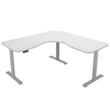 NNEDSZ FORTIA 173W x 173W x 75D 3-Motor 120kg Load Adjustable Electric Sit to Stand Up Corner Desk - White/Silver Frame