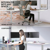 NNEDSZ FORTIA 173W x 173W x 75D 3-Motor 120kg Load Adjustable Electric Sit to Stand Up Corner Desk - White/Silver Frame