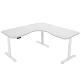 NNEDSZ FORTIA 173W x 173W x 75D 3-Motor 120kg Load Adjustable Electric Sit to Stand Up Corner Desk - White/White Frame