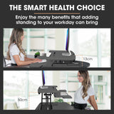 NNEDSZ Fortia Desk Riser 77cm Wide Adjustable Sit to Stand for Dual Monitor, Keyboard, Laptop, Black