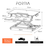 NNEDSZ Fortia Desk Riser 77cm Wide Adjustable Sit to Stand for Dual Monitor, Keyboard, Laptop, Black