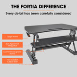 NNEDSZ Fortia Desk Riser 90cm Wide Adjustable Sit to Stand for Dual Monitor, Keyboard, Laptop, Black