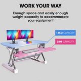 NNEDSZ FORTIA Desk Riser 90cm Wide Adjustable Sit to Stand, for Dual Monitor, Keyboard, Laptop, White