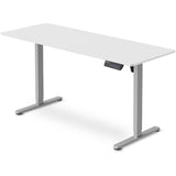 FORTIA Sit to Stand Standing Desk, 160x60cm, 72-118cm Electric Height Adjustable, White Desktop/Silver Frame