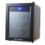 NNEDSZ POLYCOOL 33L 12 Bottle Wine Bar Fridge Countertop Cooler Compressor Mirrored Glass Door, Black