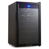 NNEDSZ POLYCOOL 72L 28 Bottle Wine Bar Fridge Countertop Cooler Compressor Mirrored Glass Door, Black