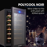 NNEDSZ POLYCOOL 72L 28 Bottle Wine Bar Fridge Countertop Cooler Compressor Mirrored Glass Door, Black