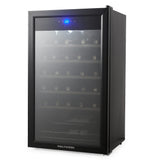 NNEDSZ POLYCOOL 95L 34 Bottle Wine Bar Fridge Underbench Cooler Compressor Glass Door, Black