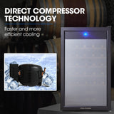 NNEDSZ POLYCOOL 95L 34 Bottle Wine Bar Fridge Underbench Cooler Compressor Glass Door, Black