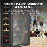 NNEDSZ POLYCOOL 95L 34 Bottle Wine Bar Fridge Underbench Cooler Compressor Glass Door, Black