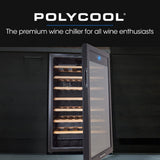 NNEDSZ POLYCOOL 128L 51 Bottle Wine Bar Fridge Underbench Cooler Compressor Glass Door, Black