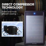 NNEDSZ POLYCOOL 128L 51 Bottle Wine Bar Fridge Underbench Cooler Compressor Glass Door, Black