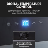 NNEDSZ POLYCOOL 128L 51 Bottle Wine Bar Fridge Underbench Cooler Compressor Glass Door, Black